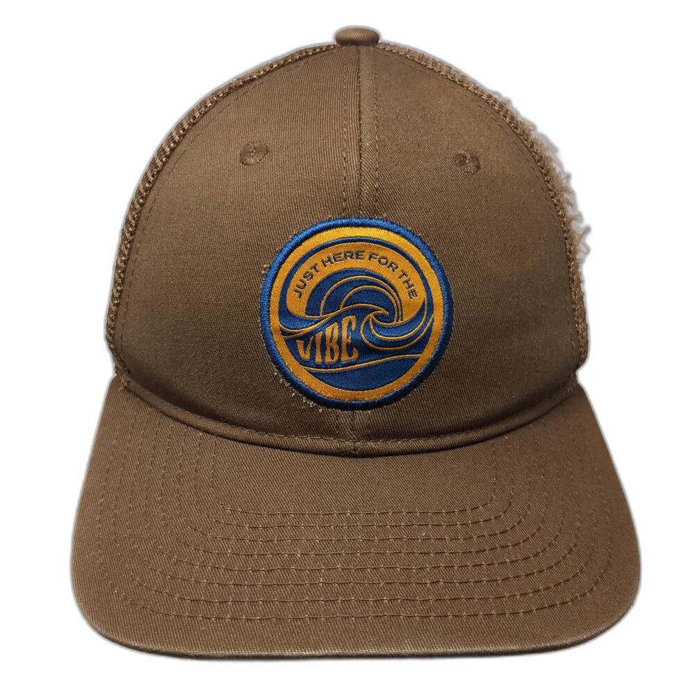 Flylow Trucker Hat Brown One Size Just Here For The Vibe Wave Patch Mesh Back